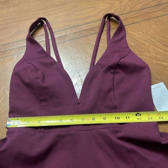 NWT lulus burgundy fit and flare mini deep v neck skater dress medium - Picture 7 of 14